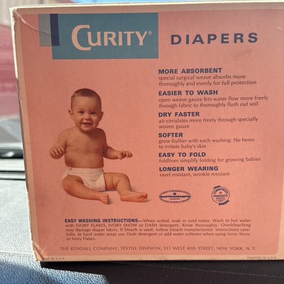 Vintage 1970s Curity Diapers New Sealed 21x40 Gauze diapers - Picture 6 of 7